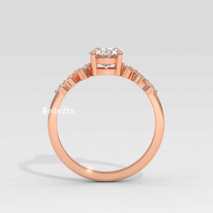 1.50-2.50CT Oval Diamond Cluster Setting Lab Grown Engagement Ring