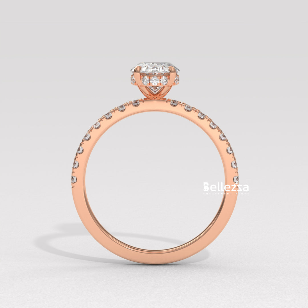 1.0-2.0CT Oval Daimond Pave Setting Lab Grown Engagement Ring