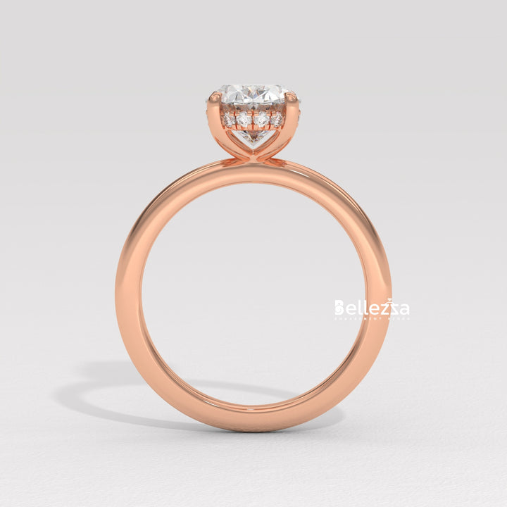 1.0-2.0CT Oval Cut Hidden Halo Lab Grown Engagement Ring
