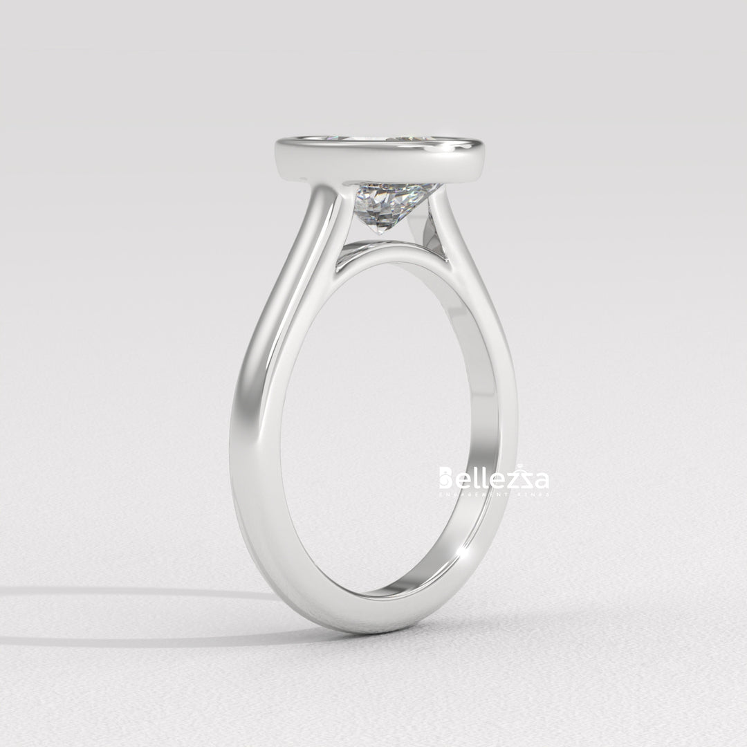 1.0-2.0CT Oval Diamond Bezel Setting Solitaire Lab Grown Engagement Ring