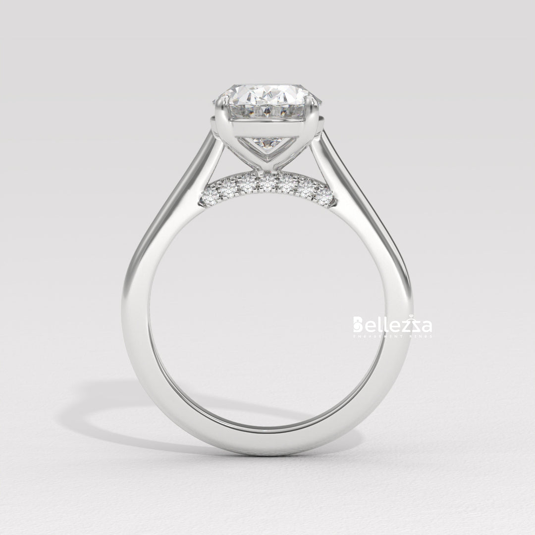 1.50-2.50CT Oval Cut CVD Diamond Hidden Diamond Engagement Ring