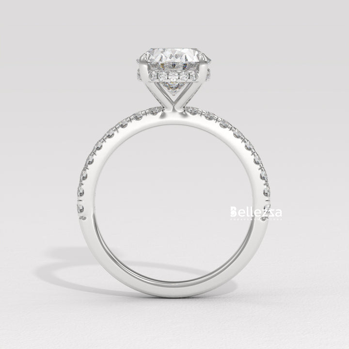 1.50-2.50CT Oval Diamond Pave Setting Lab Grown Engagement Ring