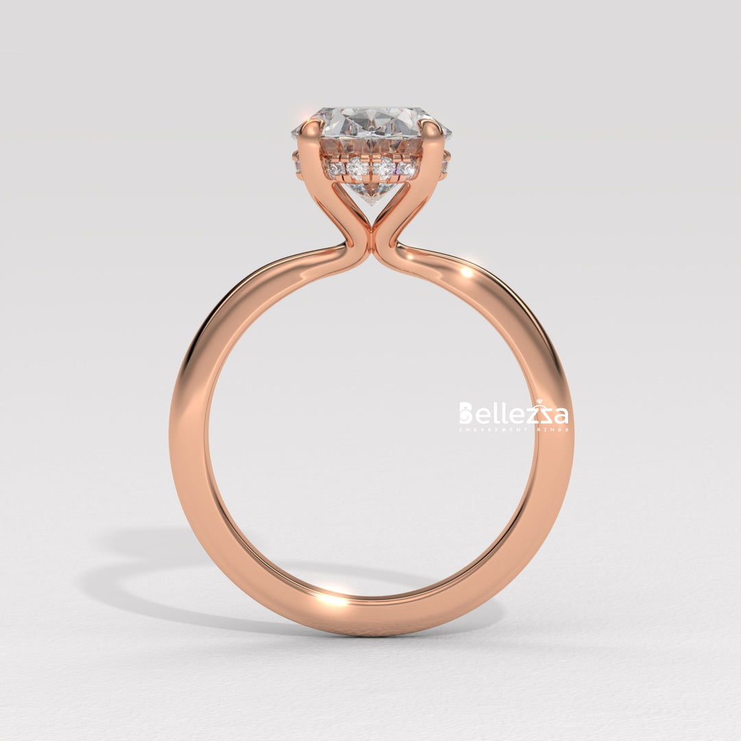 1.50-2.50CT Oval Cut Hidden Halo CVD Diamond Engagement Ring