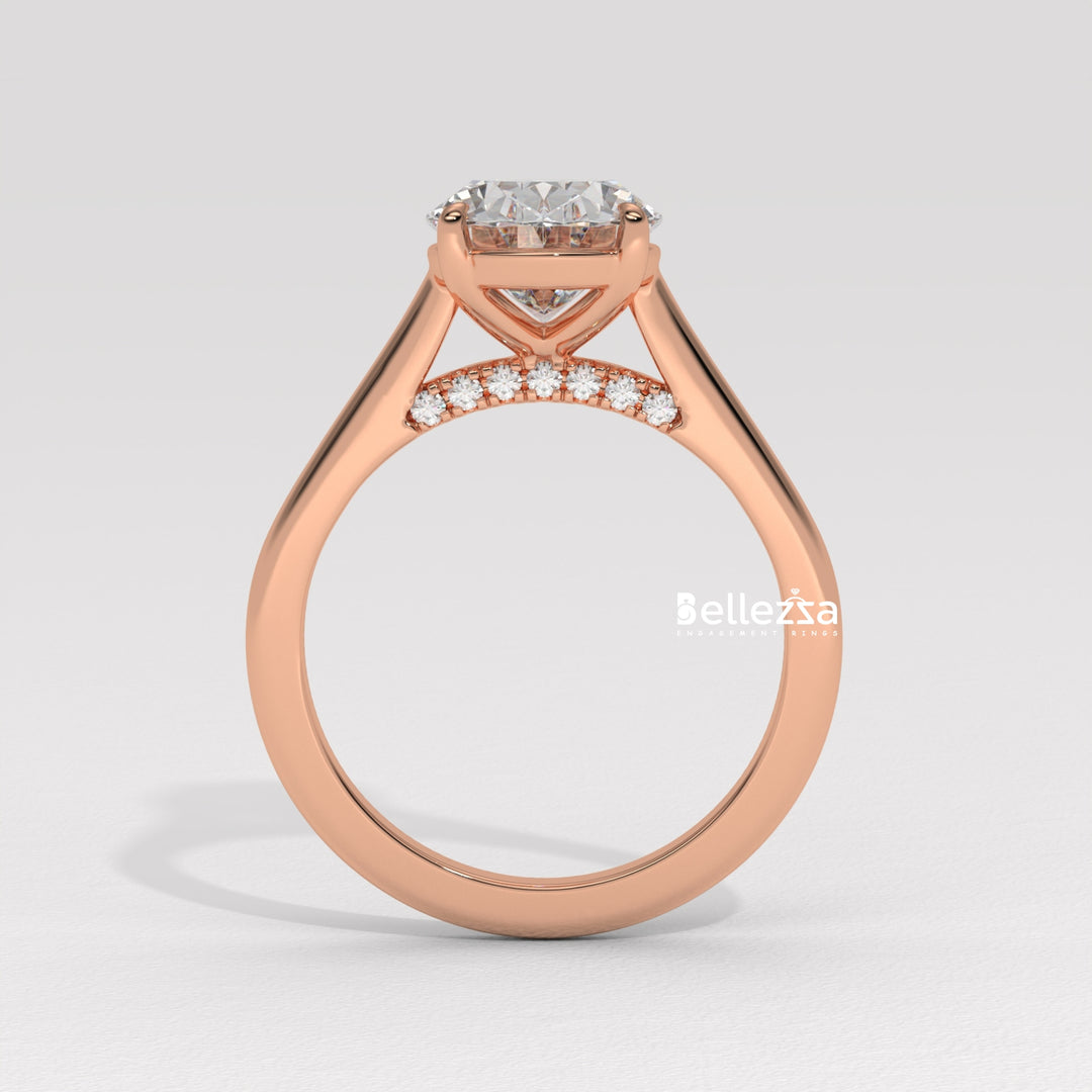 1.50-2.50CT Oval Cut CVD Diamond Hidden Diamond Engagement Ring