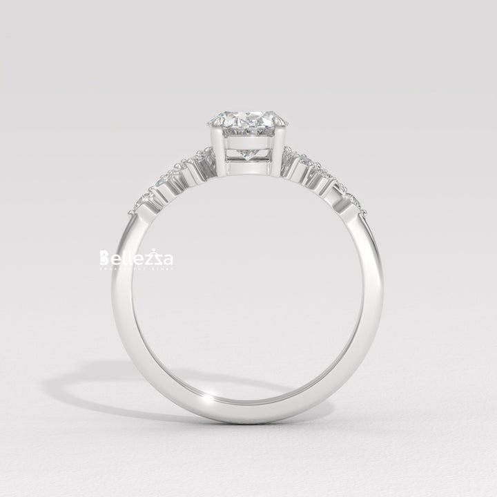 1.50-2.50CT Oval Diamond Cluster Setting Lab Grown Engagement Ring