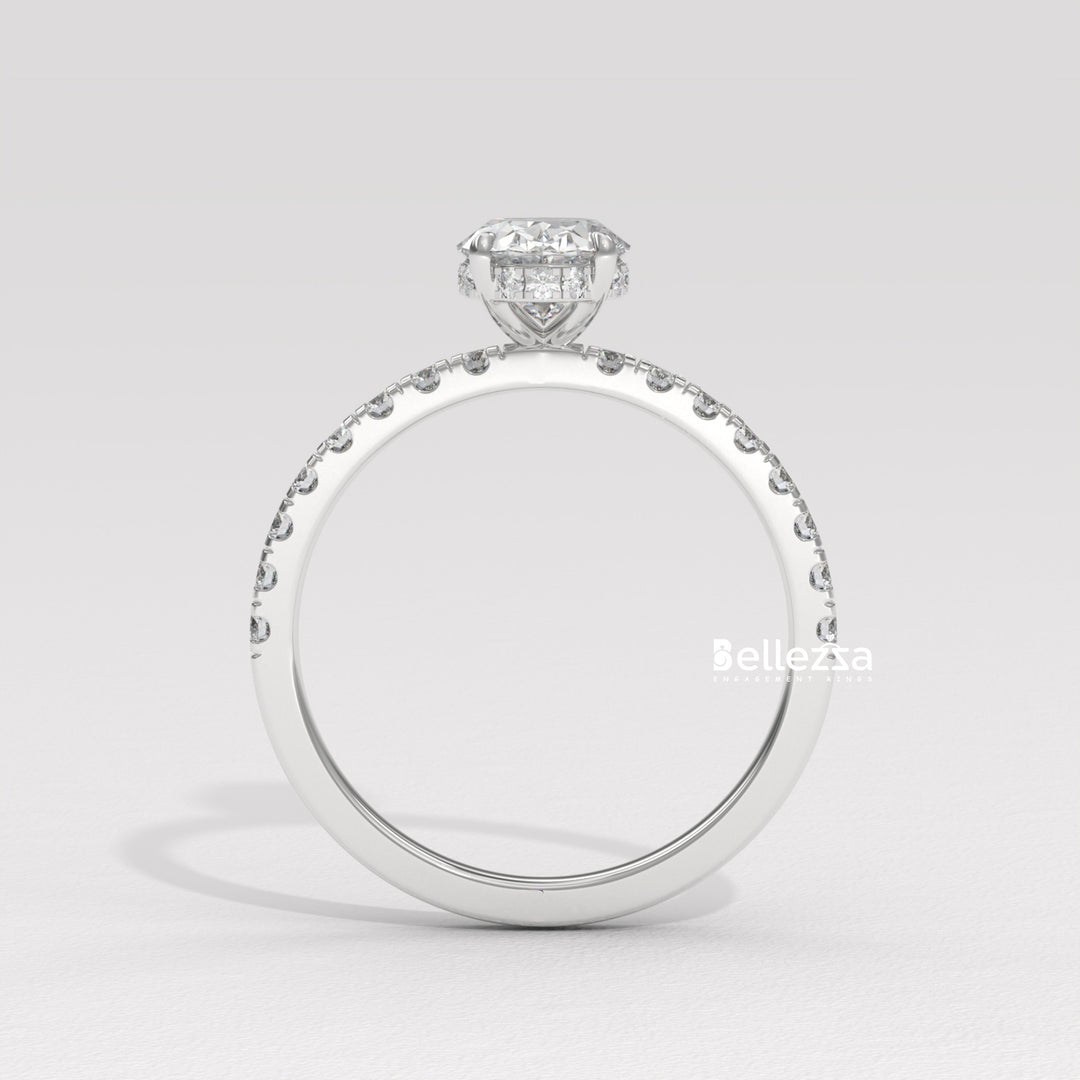 1.0-2.0CT Oval Daimond Pave Setting Lab Grown Engagement Ring