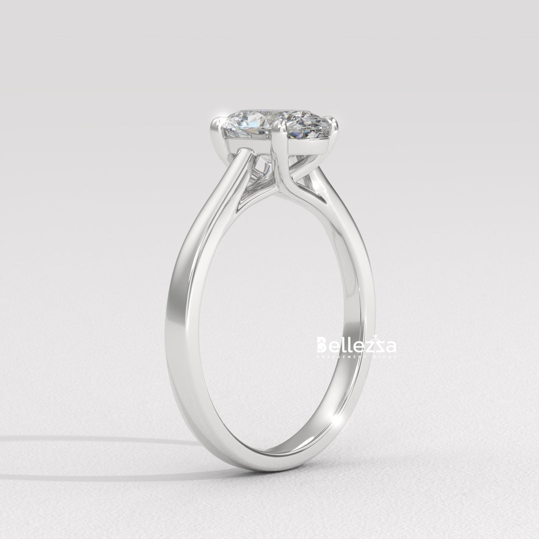 1.0-2.0CT Oval Diamond Solitaire Setting Lab Grown Engagement Ring