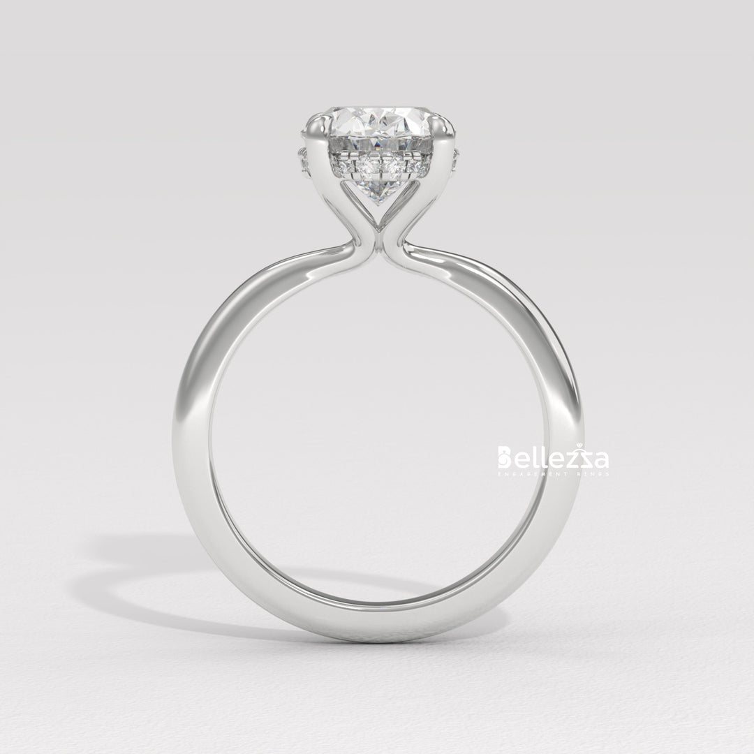 1.50-2.50CT Oval Cut Hidden Halo CVD Diamond Engagement Ring