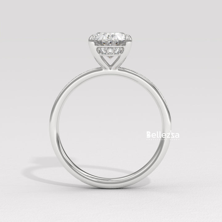 2.0-3.0CT Oval Diamond Pave Setting Lab Grown Engagement Ring