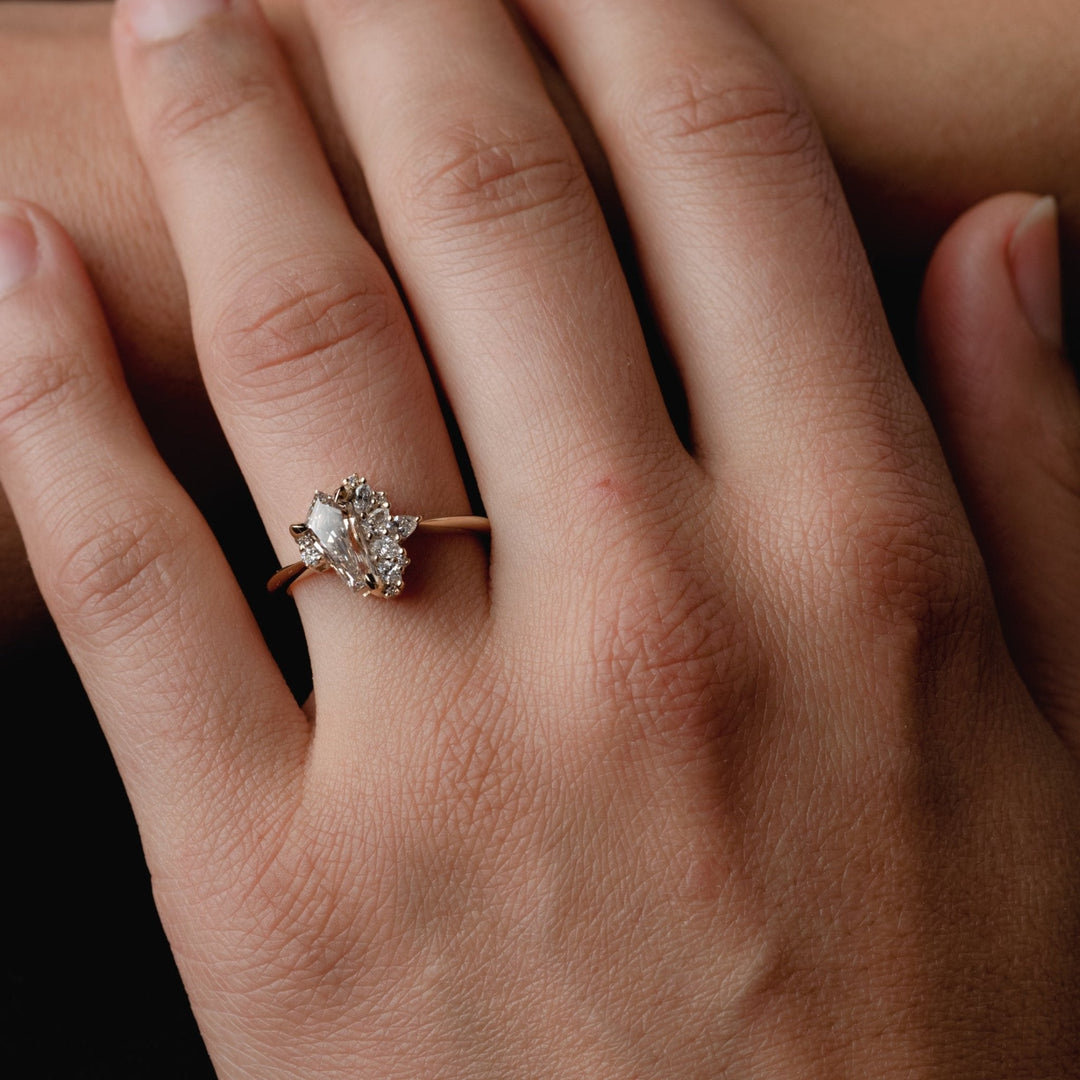 1.0CT Champagne Irregular Diamond Cluster Setting Lab Grown Engagement Ring