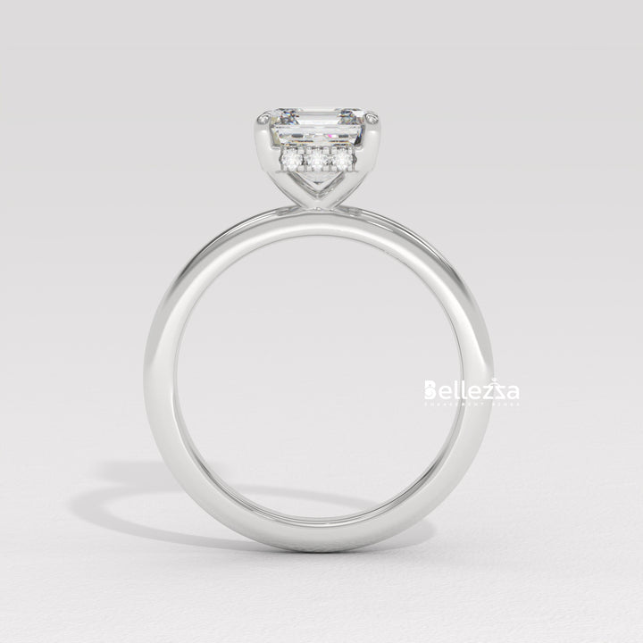 1.50-2.50CT Asscher Cut Diamond Hidden Halo Lab Grown Engagement Ring