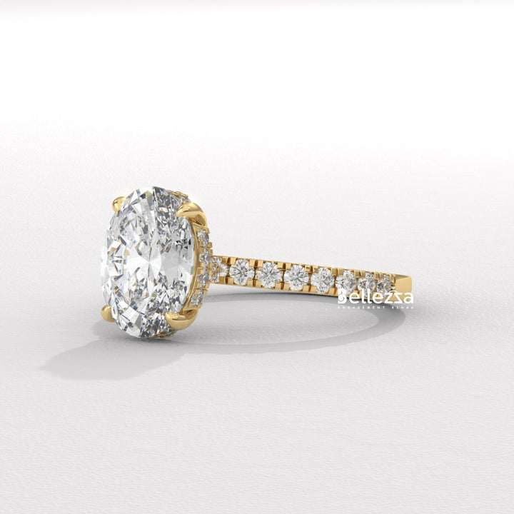 1.50-2.50CT Oval Diamond Hidden Halo Lab Grown Engagement Ring