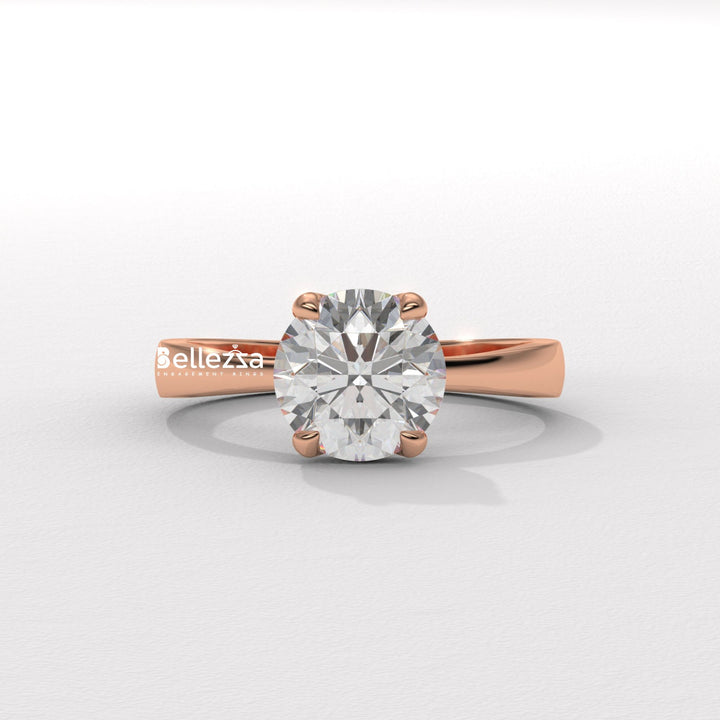 1.0-2.0CT Round Cut Hidden Halo CVD Diamond Engagement Ring