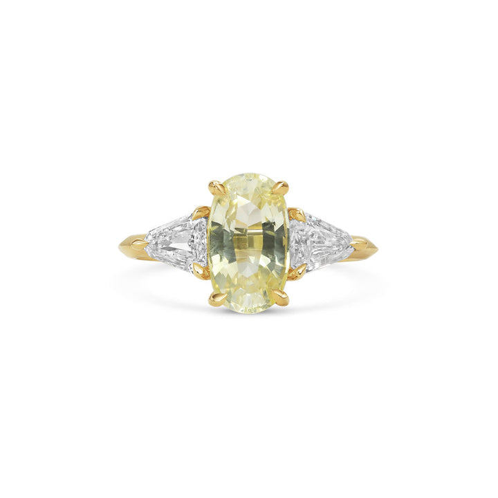 2.50CT Yellow Champagne Oval Diamond Three Stone Lab Grown Ring