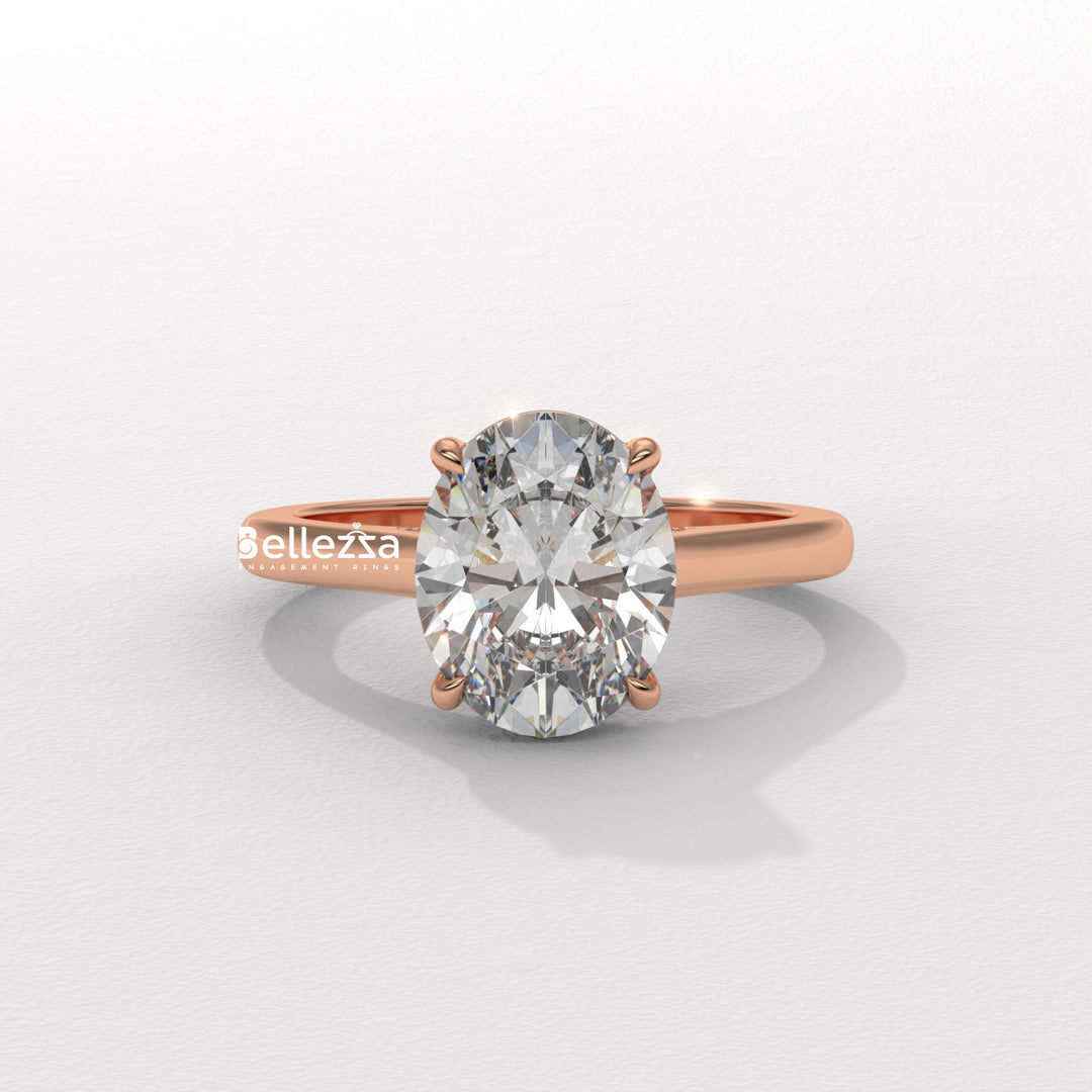 1.50-2.50CT Oval Cut CVD Diamond Hidden Diamond Engagement Ring