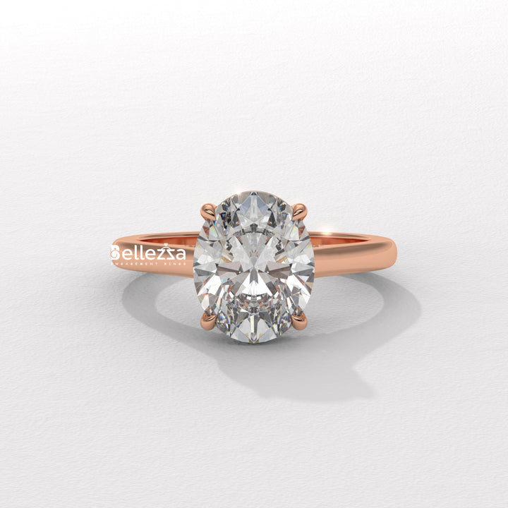 1.50-2.50CT Oval Cut CVD Diamond Hidden Diamond Engagement Ring