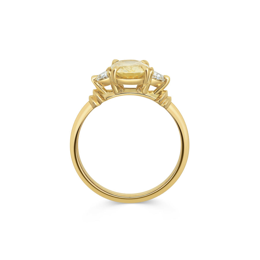 2.0CT Fancy Light Yellow Oval Diamond Three Stone Lab Grown Engagement Ring