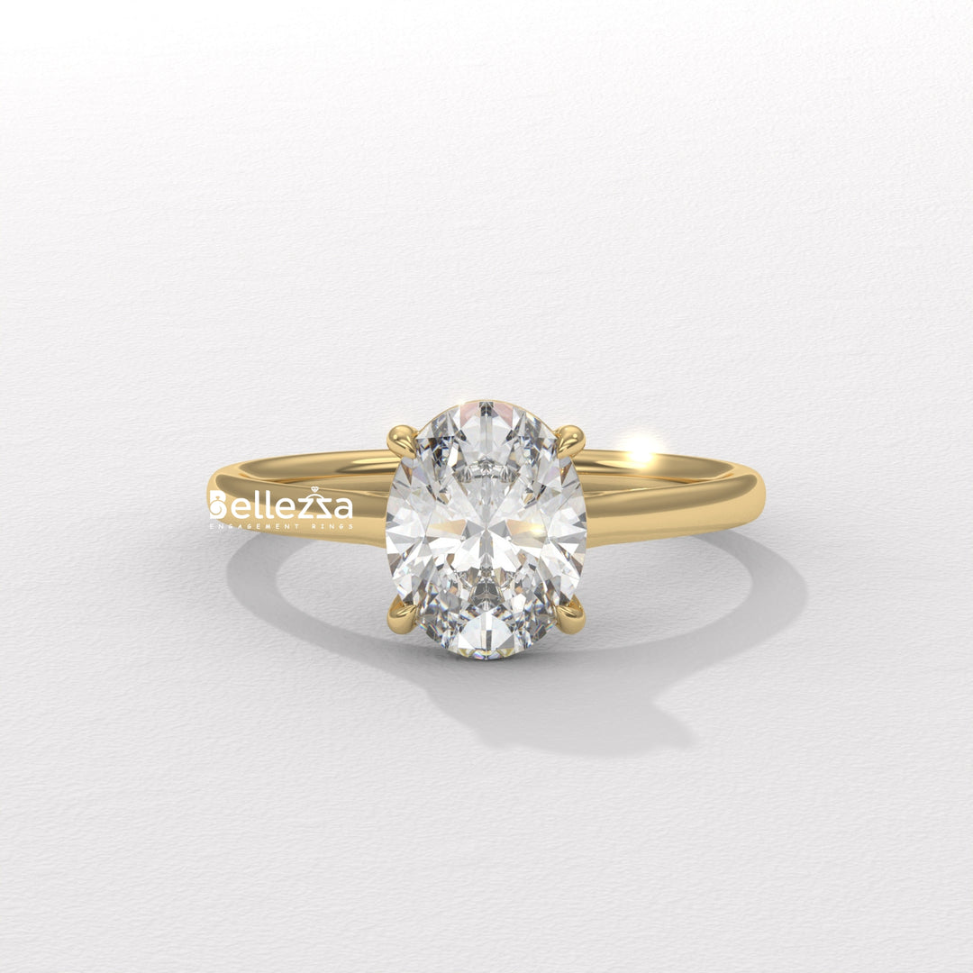 1.0-2.0CT Oval Diamond Solitaire Lab Grown Engagement Ring