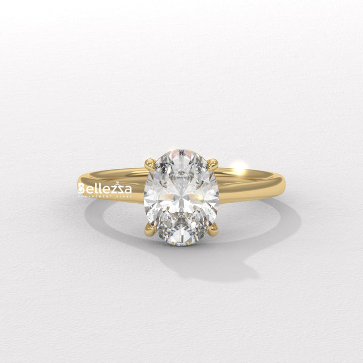 1.0-2.0CT Oval Diamond Solitaire Lab Grown Engagement Ring