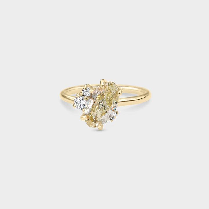 3.0CT Warm White Oval Diamond Cluster Setting Lab Grown Ring