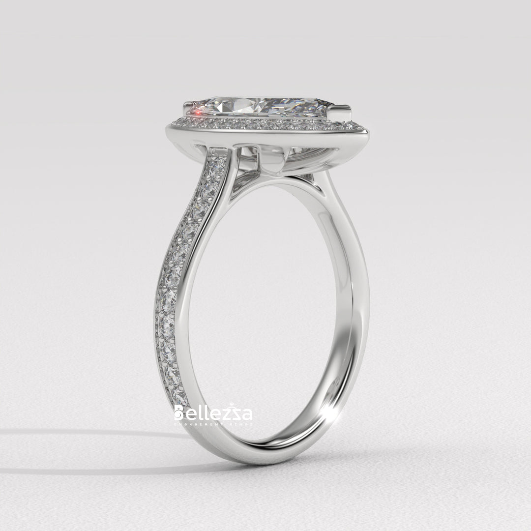 2.0-3.0CT Marquise Cut Halo Pave Setting Lab Grown Engagement Ring