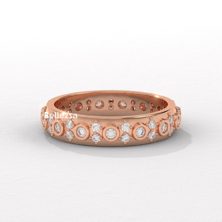 Round Diamond Cluster Setting Full Eternity Lab Grown Wedding Band