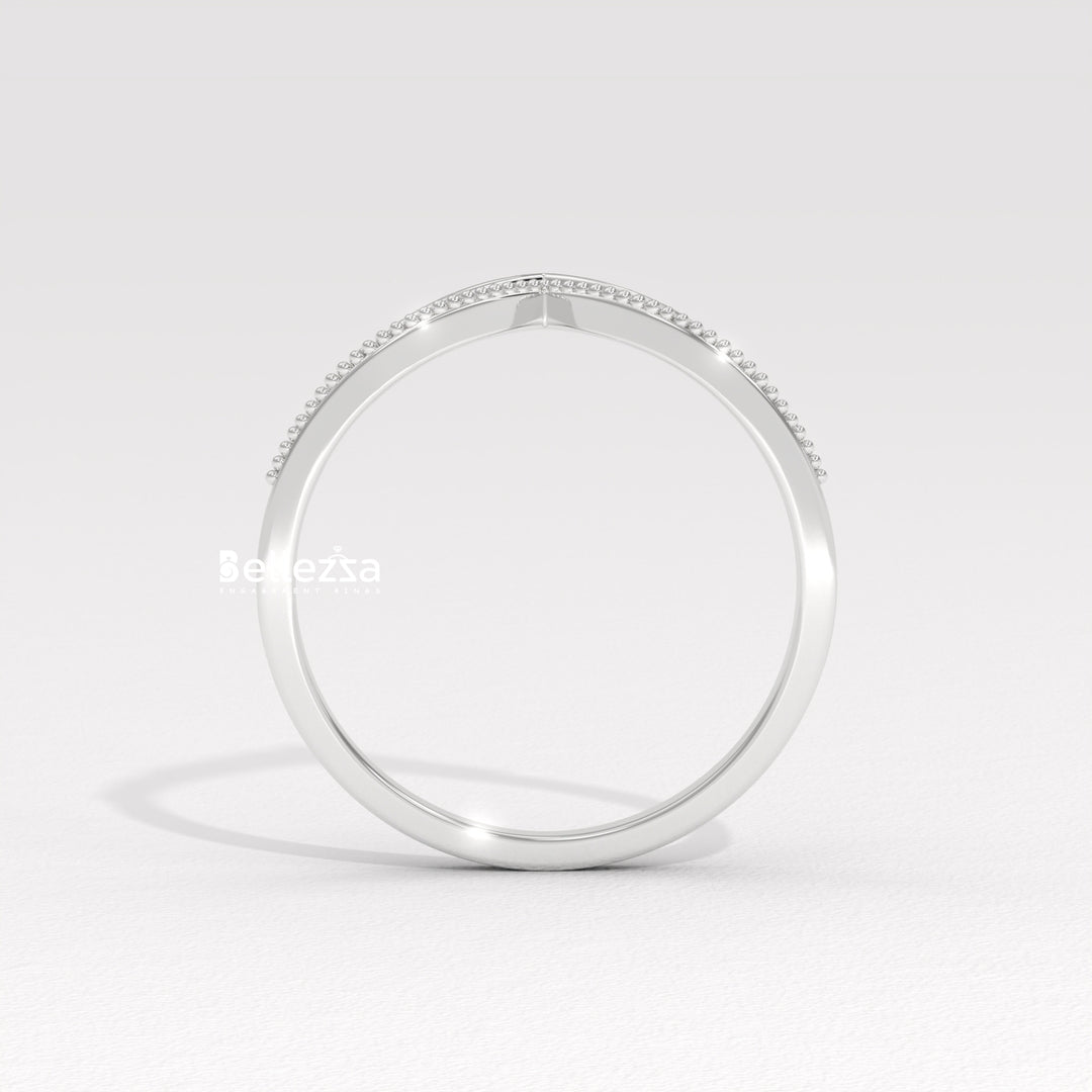 Round Diamond V Shape Lab Grown Wedding Band