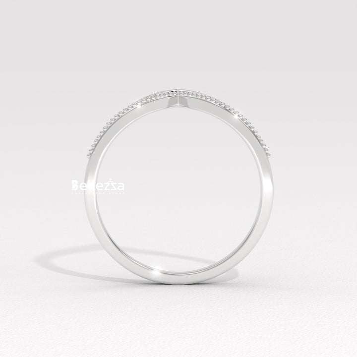 Round Diamond V Shape Lab Grown Wedding Band