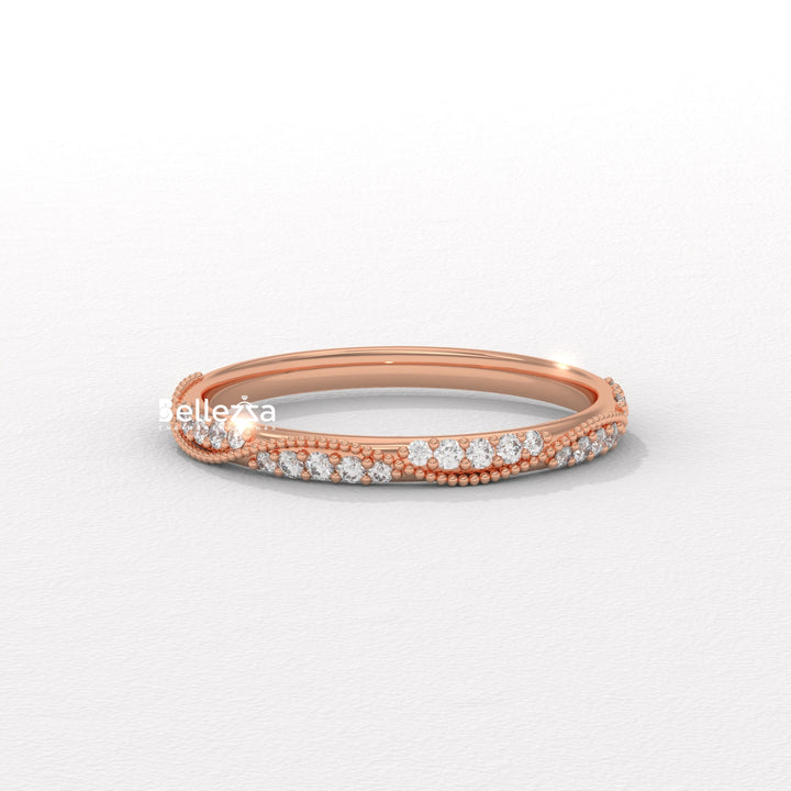 Round Diamond Vintage Style Half Eternity Lab Grown Wedding Band