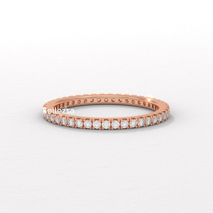 Round Diamond Pave Setting Eternity Lab Grown  Wedding Band
