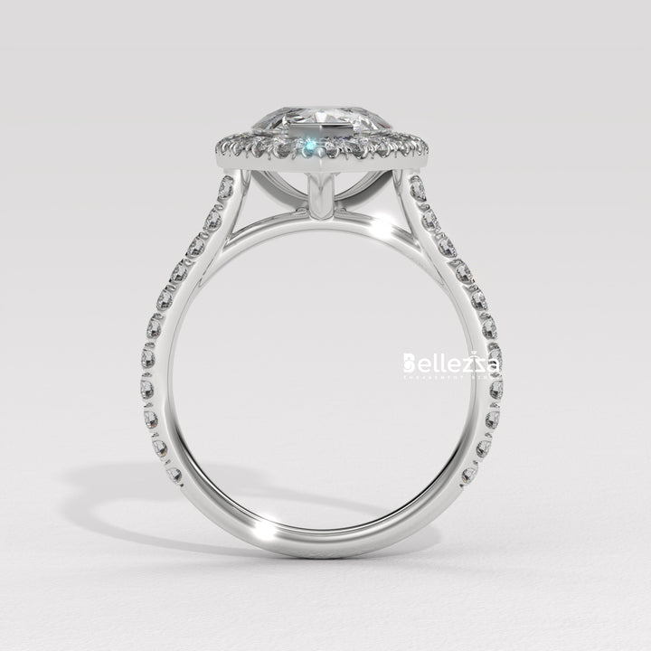 2.0-3.0CT Pear Cut Diamond Halo Pave Setting Lab Grown Engagement Ring