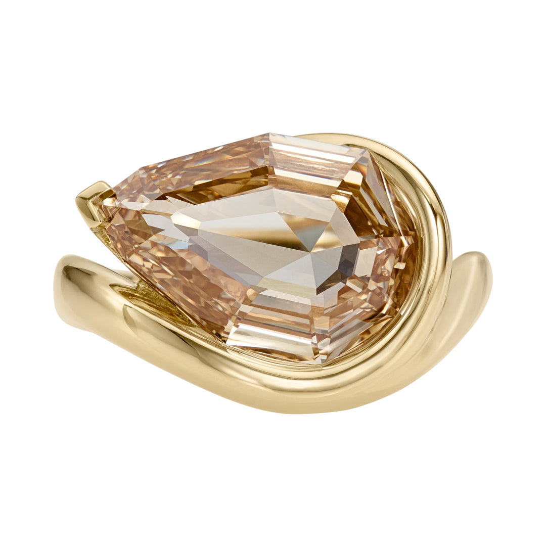 4.50CT Fancy Brown-Yellow Pear Diamond Unique Solitaire Lab Grown Ring
