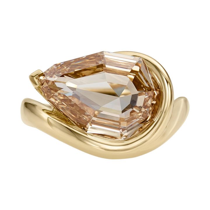 4.50CT Fancy Brown-Yellow Pear Diamond Unique Solitaire Lab Grown Ring