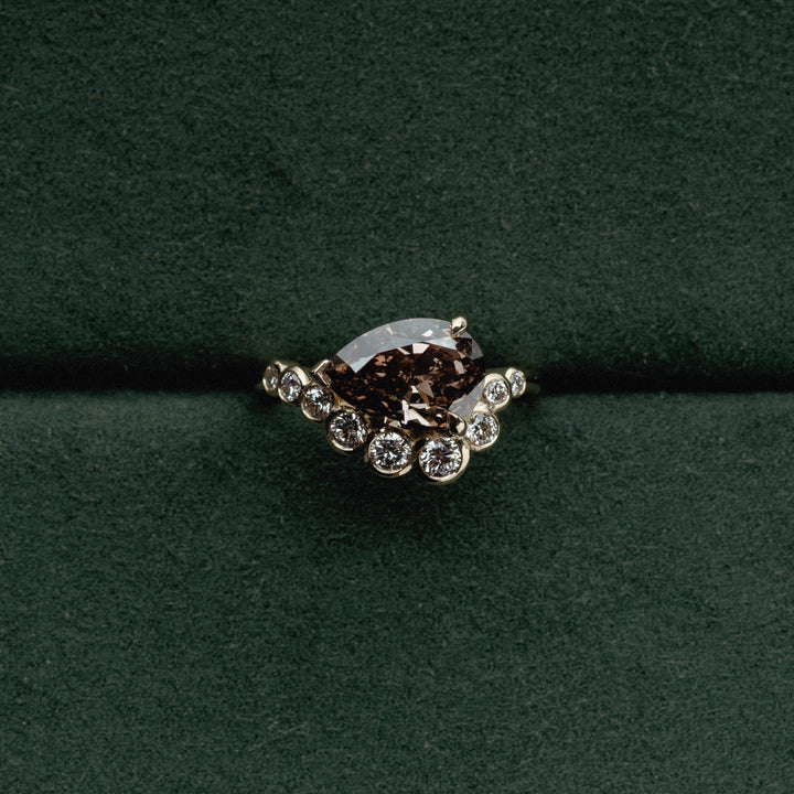 2.50CT Champagne East-West Pear Diamond Curved Style Engagement Ring