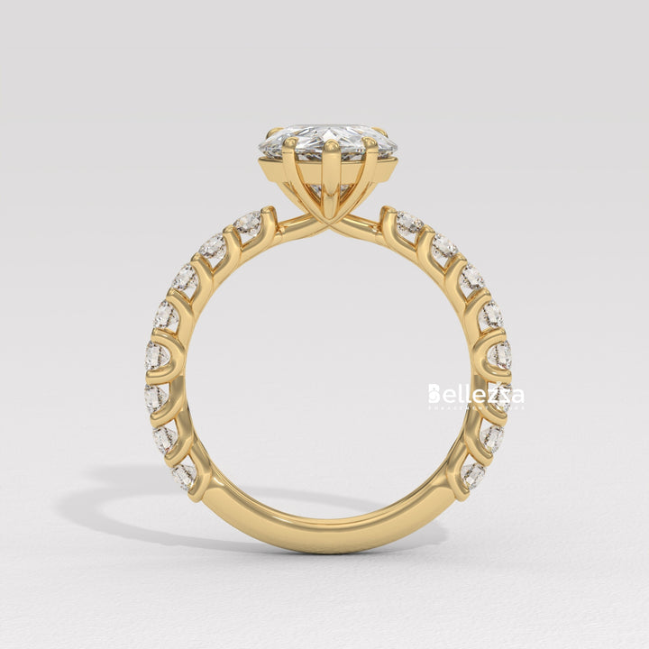 1.50-2.50CT Pear Diamond Pave Setting Lab Grown Engagement Ring
