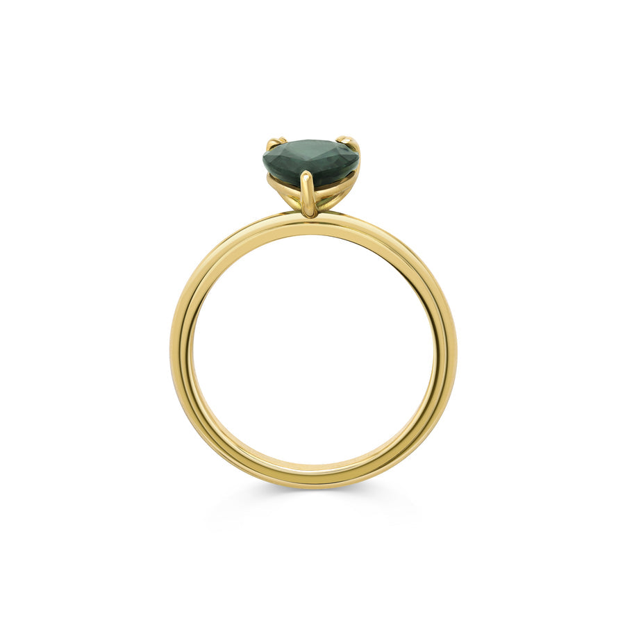 2.0CT Green Sapphire Pear Diamond Solitaire Lab Grown Engagement Ring