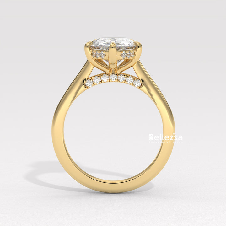 1.50-2.50CT Pear Cut CVD Diamond Hidden Halo Engagement Ring