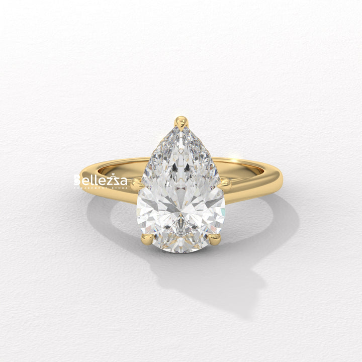 1.50-2.50CT Pear Cut CVD Diamond Hidden Halo Engagement Ring