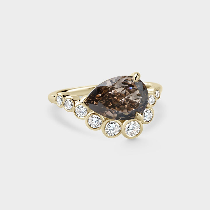 2.50CT Champagne East-West Pear Diamond Curved Style Engagement Ring