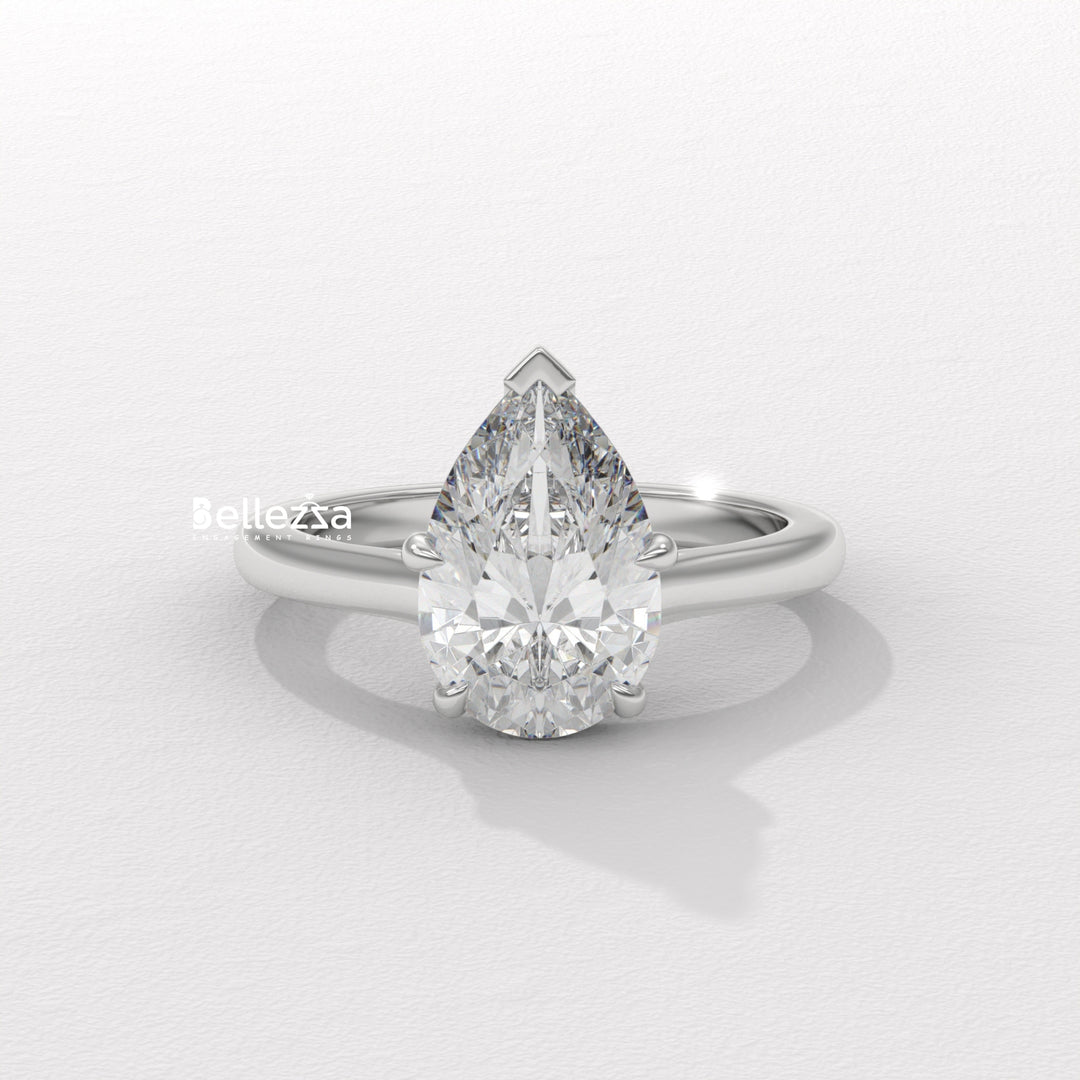 1.50-2.50CT Pear Diamond Solitaire Lab Grown Engagement Ring