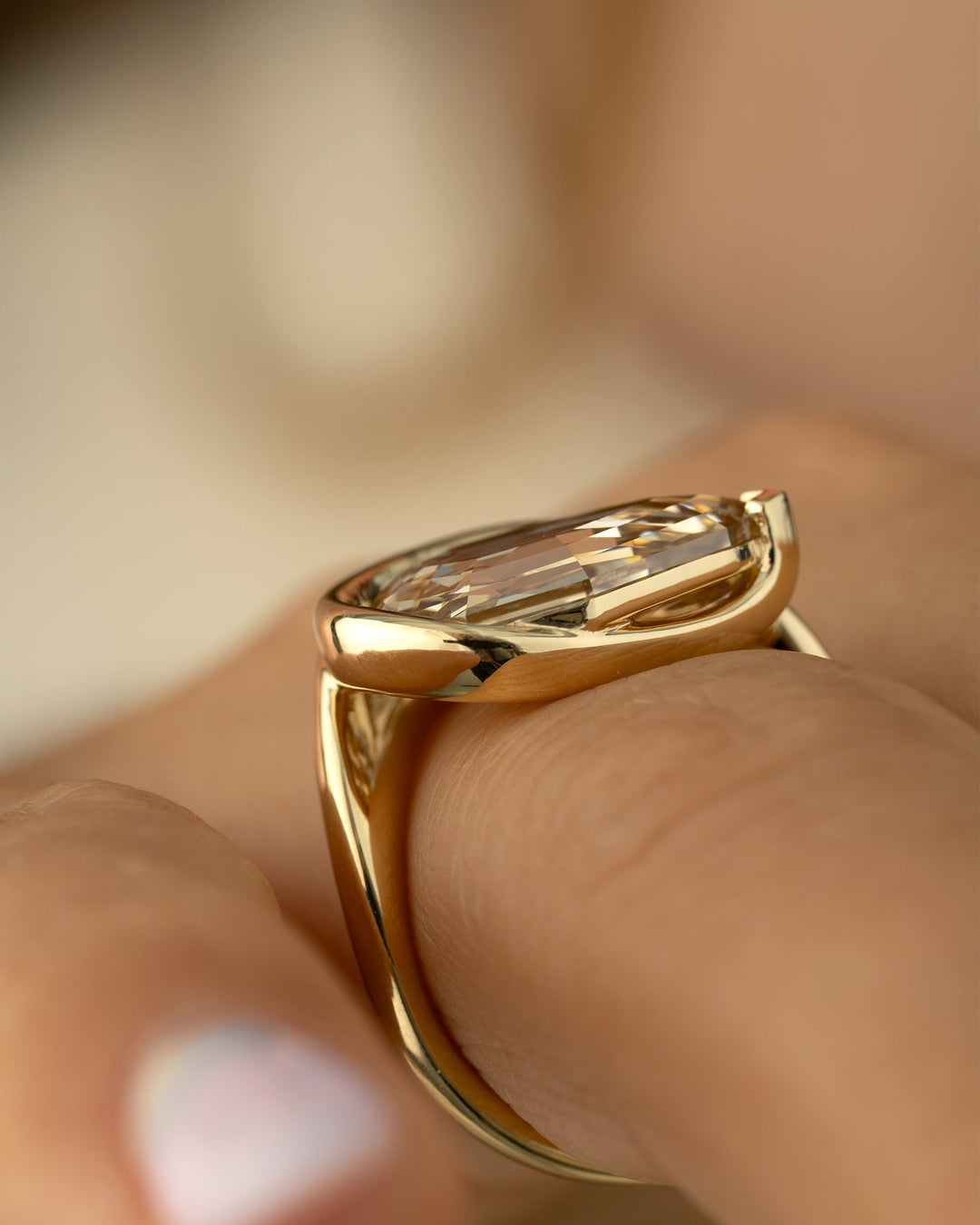 4.50CT Fancy Brown-Yellow Pear Diamond Unique Solitaire Lab Grown Ring