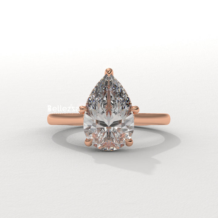 1.50-2.50CT Pear Cut CVD Diamond Hidden Halo Engagement Ring