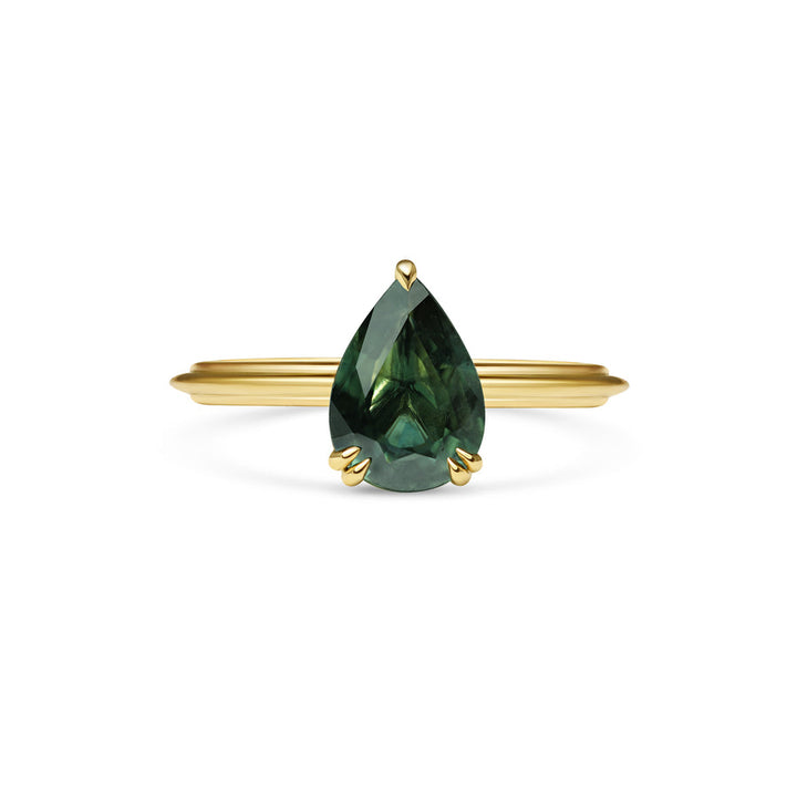2.0CT Green Sapphire Pear Diamond Solitaire Lab Grown Engagement Ring