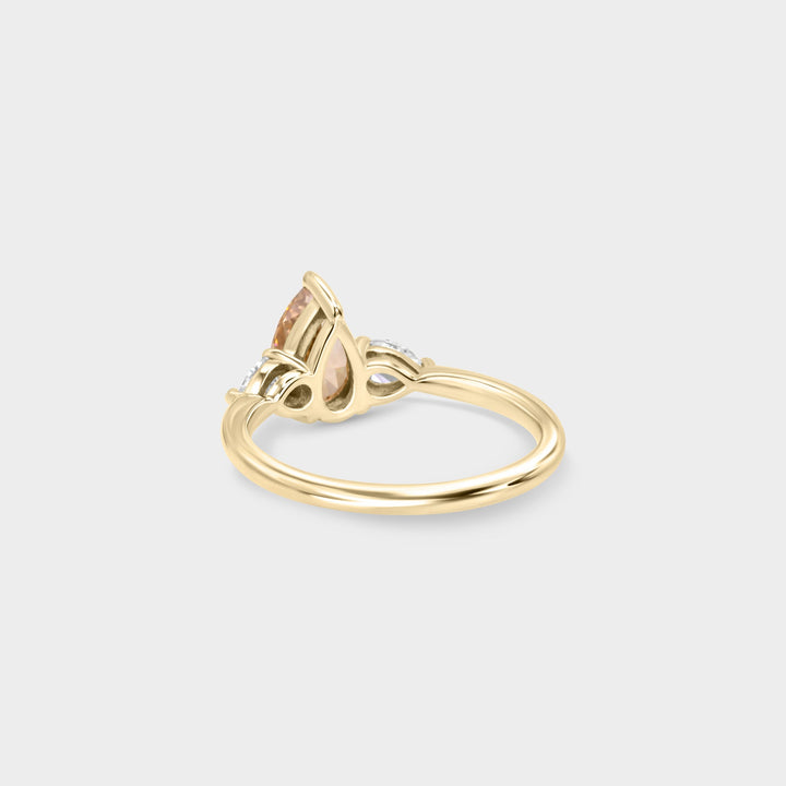 1.50CT Champagne Pear Diamond Three Stone Lab Grown Engagement Ring