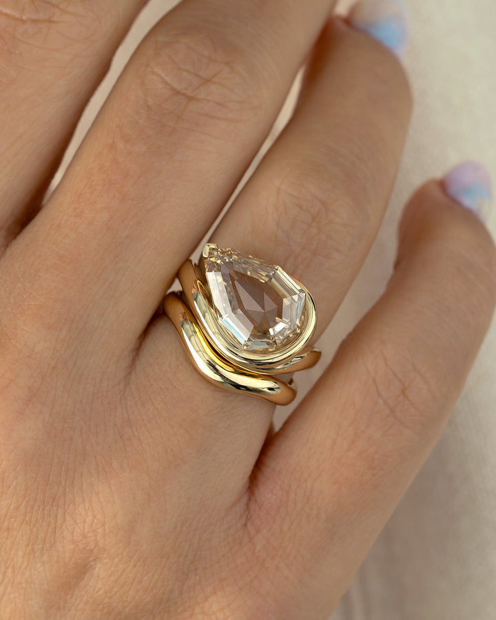 4.50CT Fancy Brown-Yellow Pear Diamond Unique Solitaire Lab Grown Ring