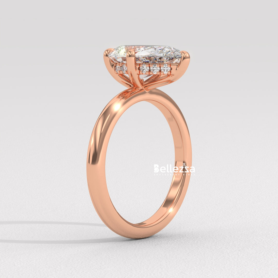 1.50-2.50CT Pear Cut Hidden Halo Lab Grown Engagement Ring