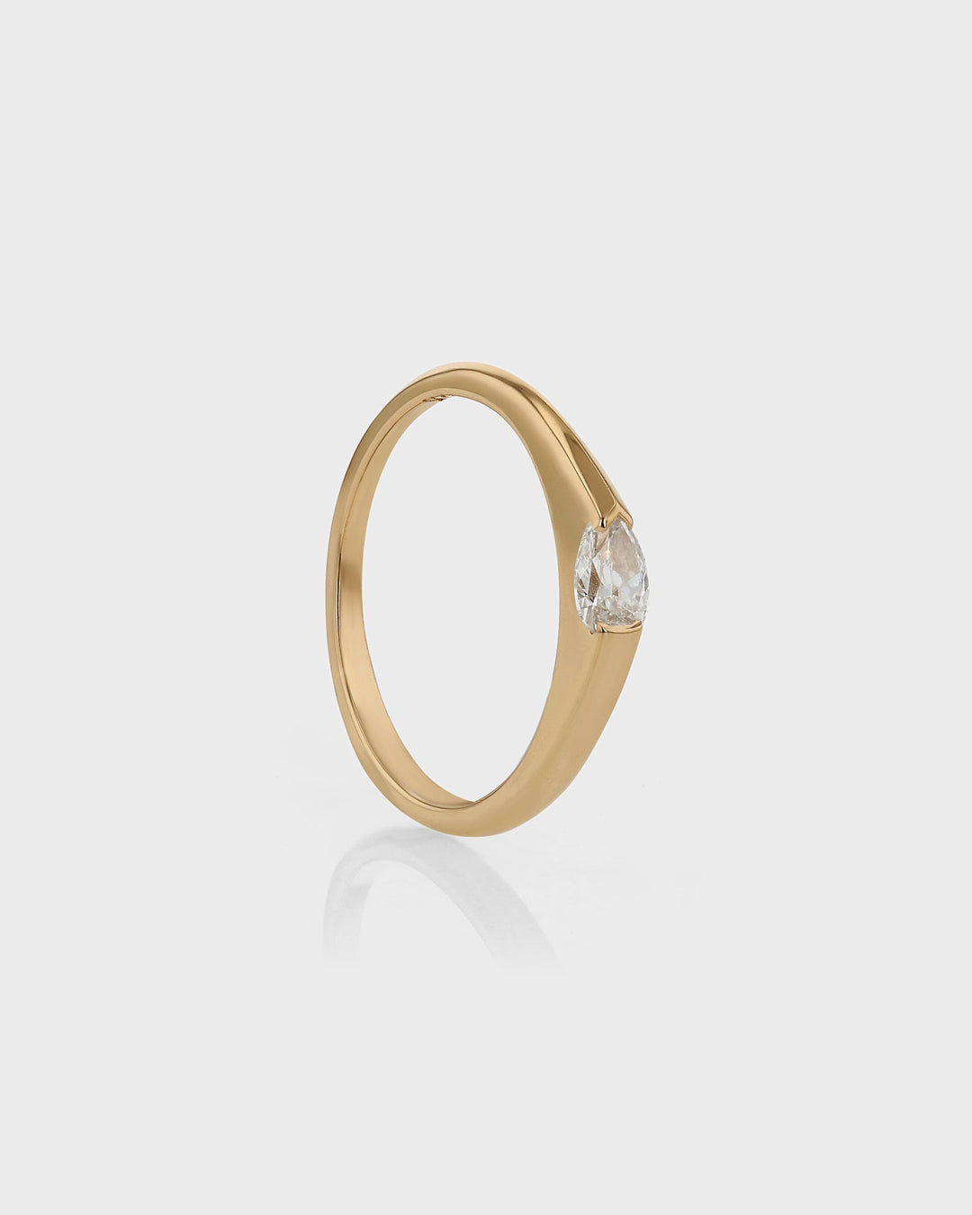 0.30 TCW Pear  Lab Grown Diamond Minimalist Ring