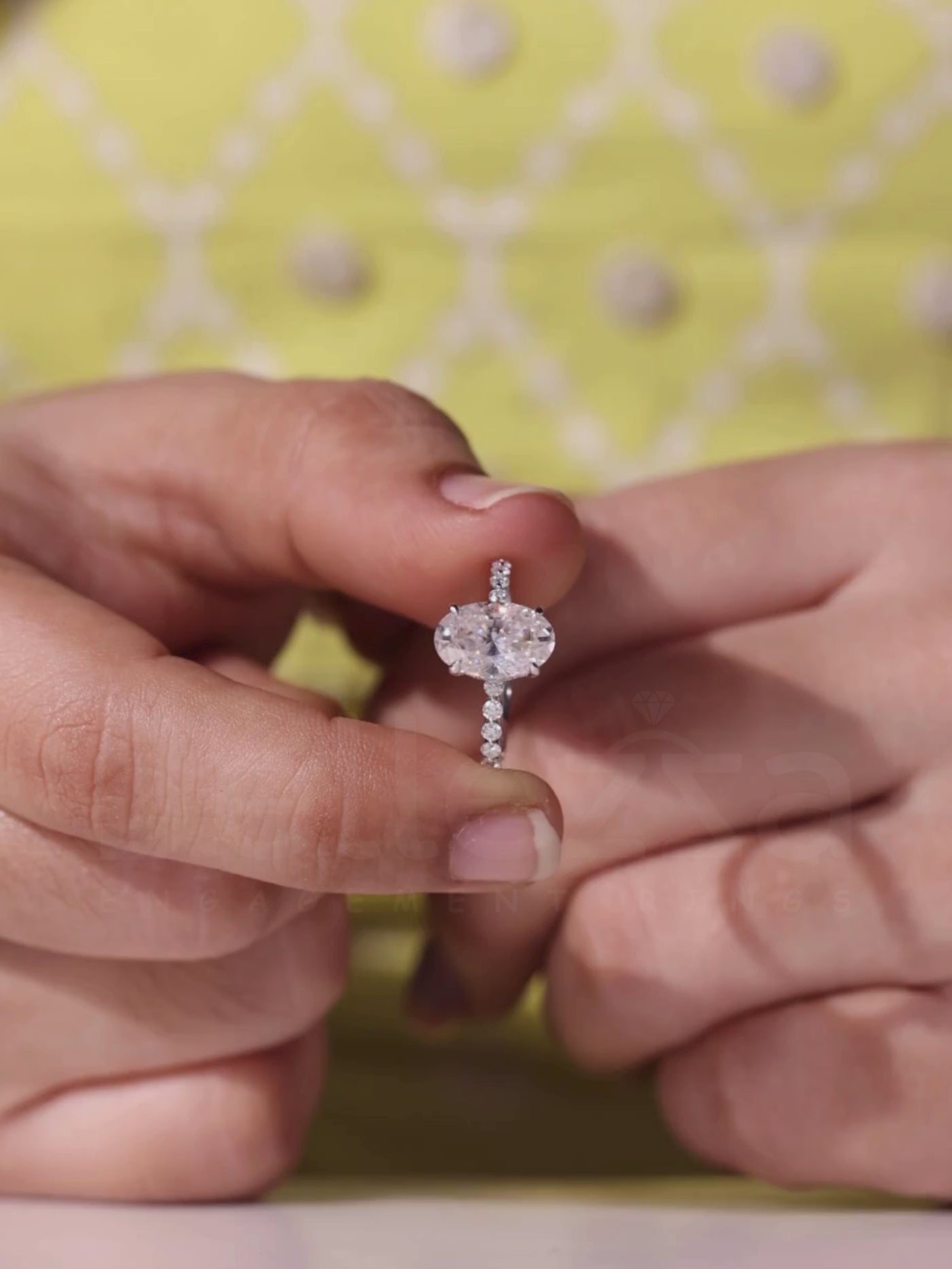 1.0CT-3.0CT Oval Cut Pave Setting Moissanite Engagement Ring