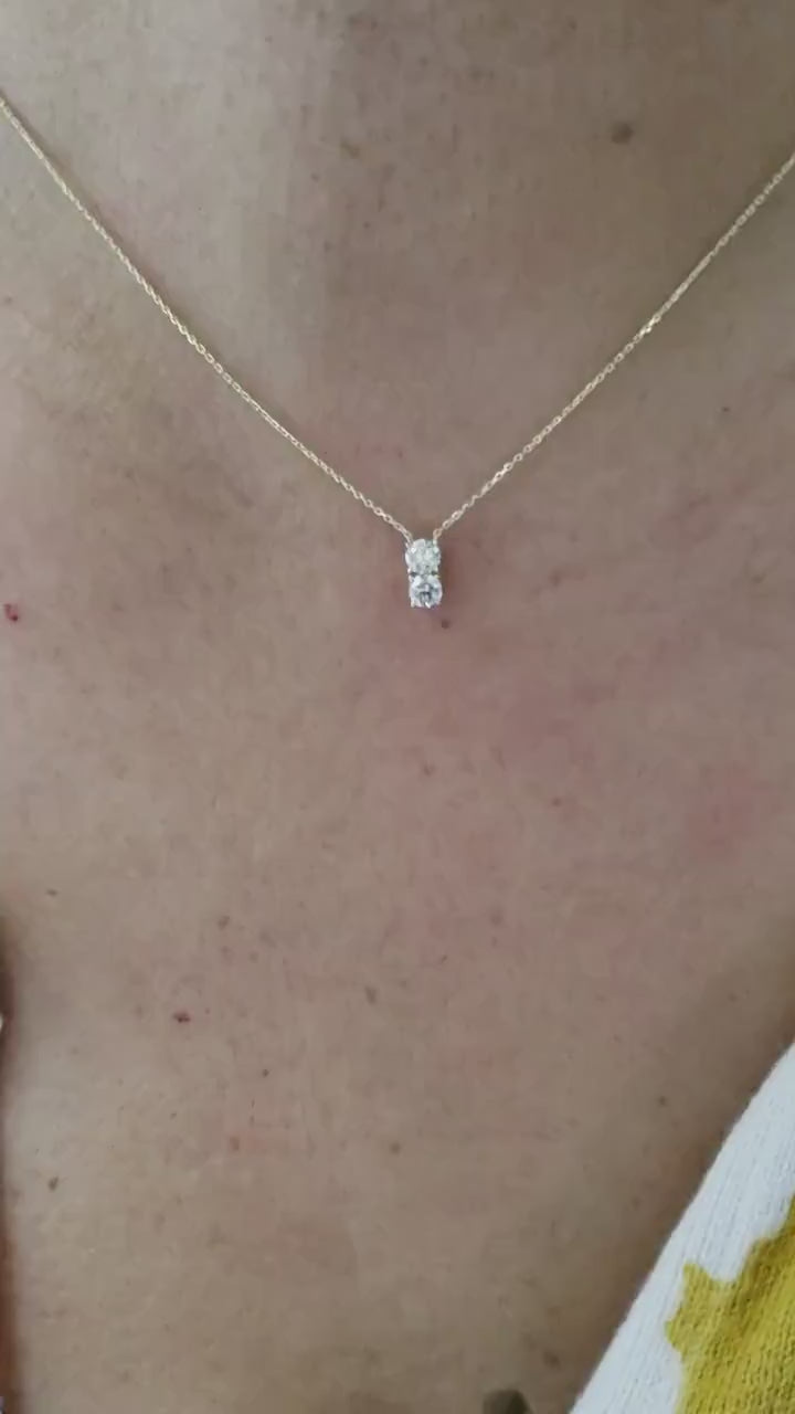 0.30TCW Round Two Stone Moissanite Diamond Necklace for Her
