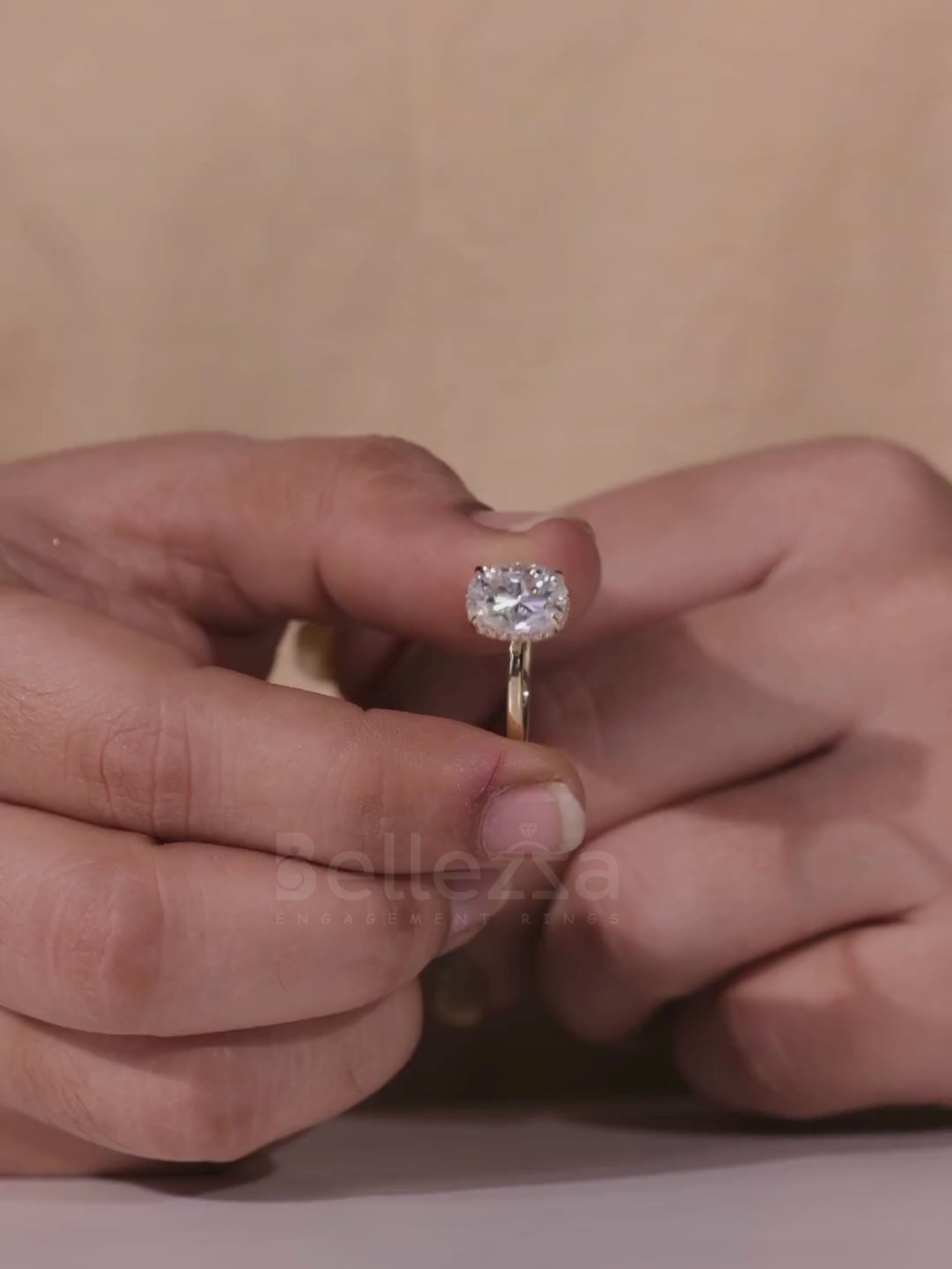 1.50CT-3.50CT Elongated Cushion Cut Hidden Halo Engagement Ring